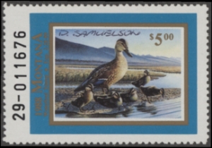 Scan of 1988 Montana Duck Stamp Signed by Artist MNH VF