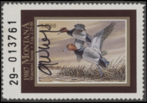 Scan of 1987 Montana Duck Stamp Signed by Artist MNH VF