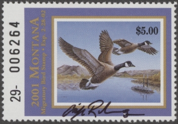 Scan of 2001 Montana Duck Stamp Signed by Artist MNH VF