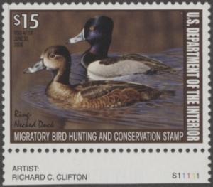 Scan of RW74 2007 Duck Stamp  MLH, DG F-VF