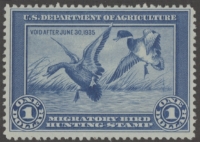Scan of RW1 1934 Duck Stamp  Unsigned Fine
