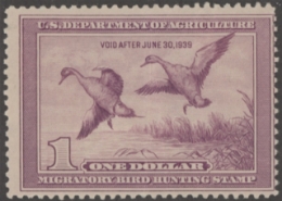 Scan of RW5 1938 Duck Stamp  Unsigned, Faults Fine