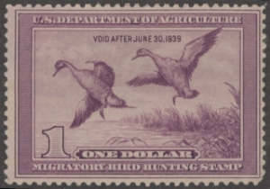 Scan of RW5 1938 Duck Stamp  MLH, Faults F-VF