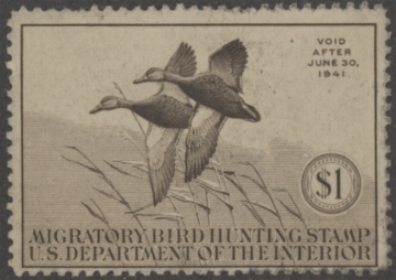 Scan of RW7 1940 Duck Stamp  Unsigned, Faults Fine