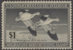 Scan of RW14 1947 Duck Stamp  Used F-VF
