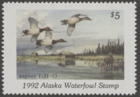 Scan of 1992 Alaska Duck Stamp MNH VF