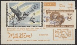 Scan of RW30 1963 Duck Stamp  Used on Nebraska License F-VF