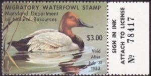 Scan of 1882 Maryland Duck Stamp MNH VF