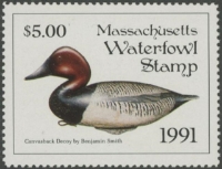 Scan of 1991 Massachusetts Duck Stamp MNH VF