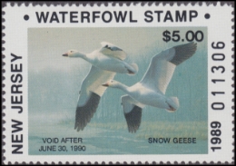 Scan of 1989 NR New Jersey Duck Stamp MNH VF