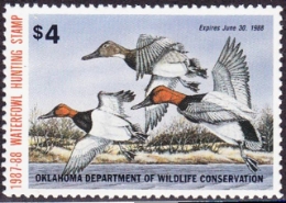 Scan of 1987 Oklahoma Duck Stamp MNH VF