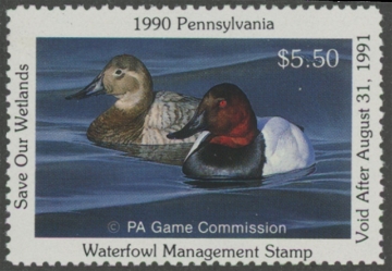 Scan of 1990 Pennsylvania Duck Stamp MNH VF