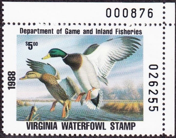 Scan of 1988 Virginia Duck Stamp - First of State MNH VF