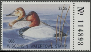Scan of 1986 Wisconsin Duck Stamp MNH VF