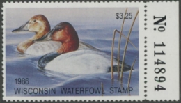 Scan of 1986 Wisconsin Duck Stamp MNH VF