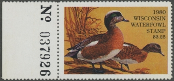 Scan of 1980 Wisconsin Duck Stamp MNH VF