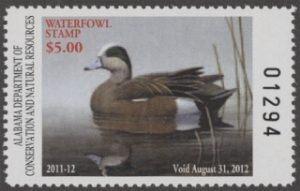 Scan of 2011 Alabama Duck Stamp MNH VF