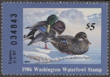 Scan of 1986 Washington Duck Stamp - First of State MNH VF