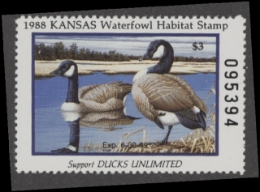 Scan of 1988 Kansas Duck Stamp MNH VF