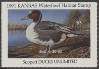 Scan of 1991 Kansas Duck Stamp MNH VF