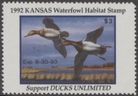 Scan of 1992 Kansas Duck Stamp MNH VF