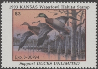 Scan of 1993 Kansas Duck Stamp MNH VF