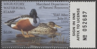Scan of 1991 Maryland Duck Stamp MNH VF