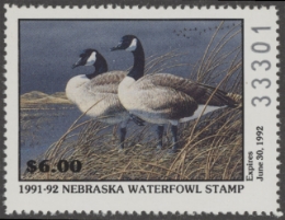 Scan of 1991 Nebraska Duck Stamp - First of State MNH VF