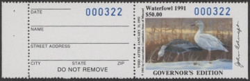 Scan of 1991 Missouri Duck Stamp Governor's Edition MNH VF