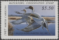 Scan of 1987 North Carolina Duck Stamp MNH VF