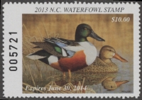 Scan of 2013 North Carolina Duck Stamp MNH VF