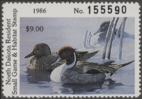 Scan of 1986 North Dakota Duck Stamp MNH VF