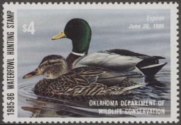 Scan of 1985 Oklahoma Duck Stamp MNH VF