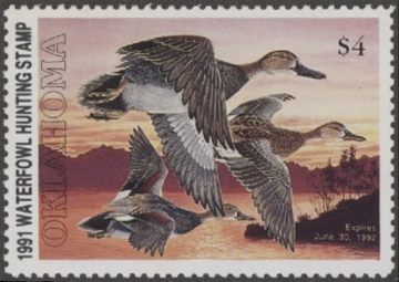 Scan of 1991 Oklahoma Duck Stamp MNH VF