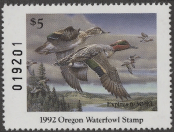 Scan of 1992 Oregon Duck Stamp MNH VF