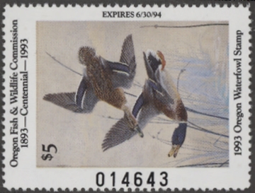 Picture of 1993 Oregon Duck Stamp MNH VF