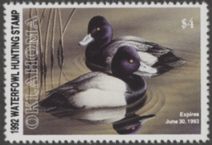 Scan of 1992 Oklahoma Duck Stamp MNH VF