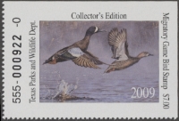 Scan of 2009 Texas Duck Stamp MNH VF