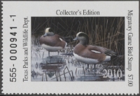 Scan of 2010 Texas Duck Stamp MNH VF