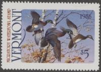 Scan of 1986 Vermont Duck Stamp - First of State MNH VF