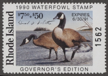 Scan of 1990 Rhode Island Duck Stamp Governor's Edition MNH VF