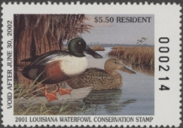 Scan of 2001 Louisiana Duck Stamp MNH VF