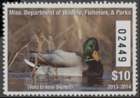 Scan of 2013 Mississippi Duck Stamp MNH VF