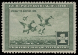 Scan of RW4 1937 Duck Stamp  Used F-VF