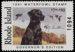 Scan of 1991 Rhode Island Duck Stamp Governor's Edition MNH VF