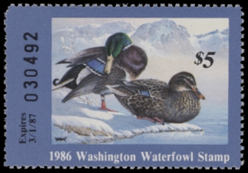 Scan of 1986 Washington Duck Stamp - First of State MNH VF