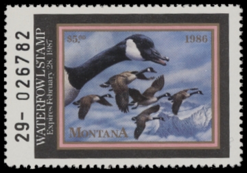 Scan of 1986 Montana Duck Stamp - First of State MNH VF