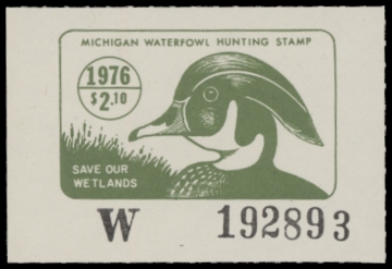 Scan of 1976 Michigan Duck Stamp - First of State MNH VF