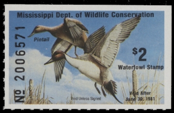 Scan of 1980 Mississippi Duck Stamp MNH VF