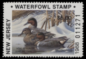 Scan of 1988 Non-resident New Jersey Duck Stamp MNH VF